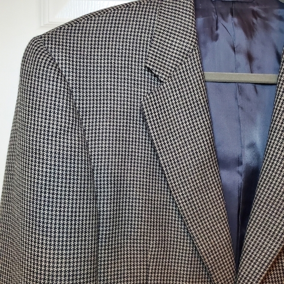 Vintage Hickey Freeman 40R Men's Camel Hair Gingham Check Suit Jacket Blazer - Picture 4 of 12